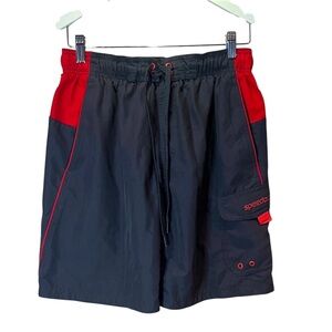 Speedo Men’s Gray Red Board Shorts Swim Trunks Size Medium